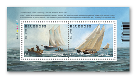Souvenir sheet of 2 stamps - Bluenose, 1921-2021