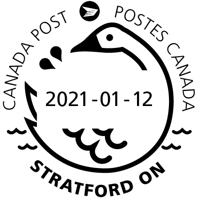 Goose with water wave design and Canada Post logo, January 12, 2021.